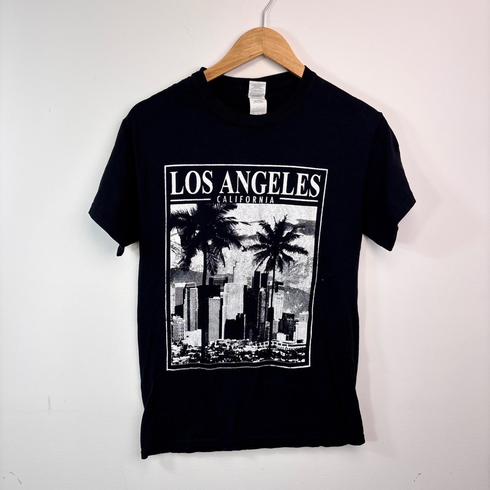 Los Angeles California Black Palm Tree City Graphic T Shirt Size Small
